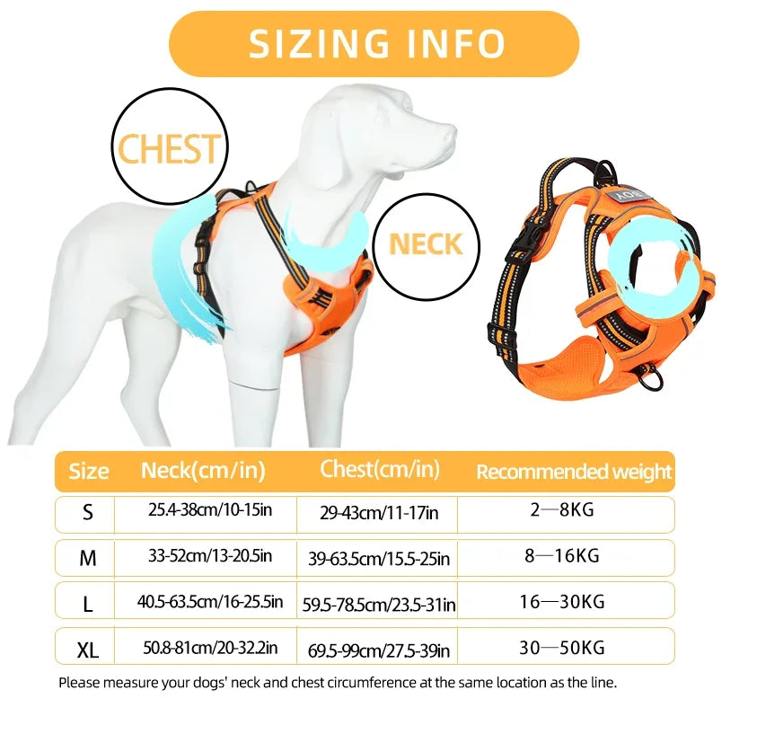 No Pull Dog Harness Front Clip Heavy Duty Reflective Easy Control Handle for Large Dog Walking