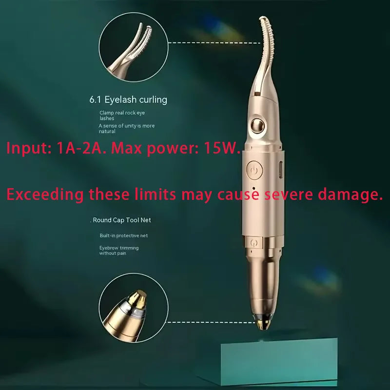 Dual-Thermo Beauty Device - Smart Lash Curler with 3D Micro-Trimming & Facial Hair Removal