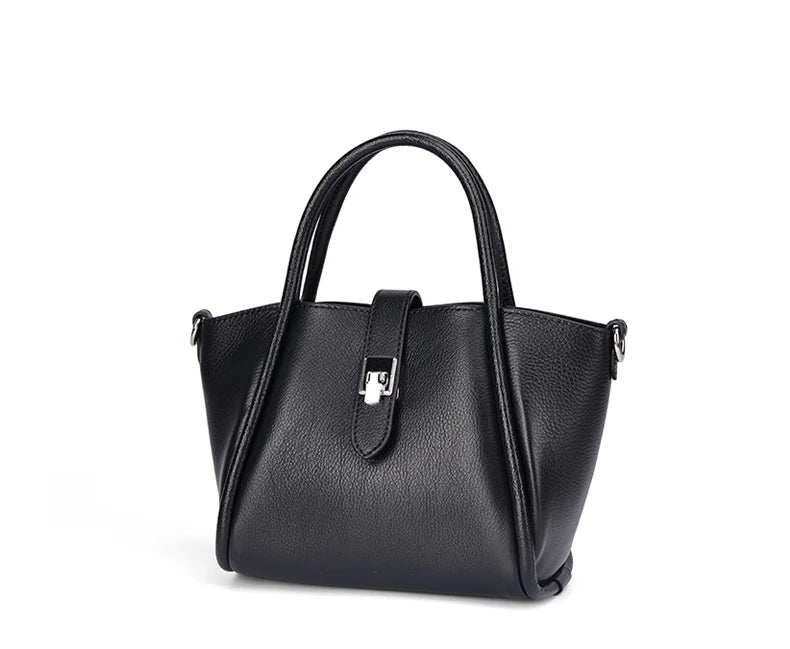 Genuine Leather Mini Tote Bag for Women Fashion Cowhide Shoulder Bag Patchwork Commute Handbag Luxury Designer Crossbody Bag