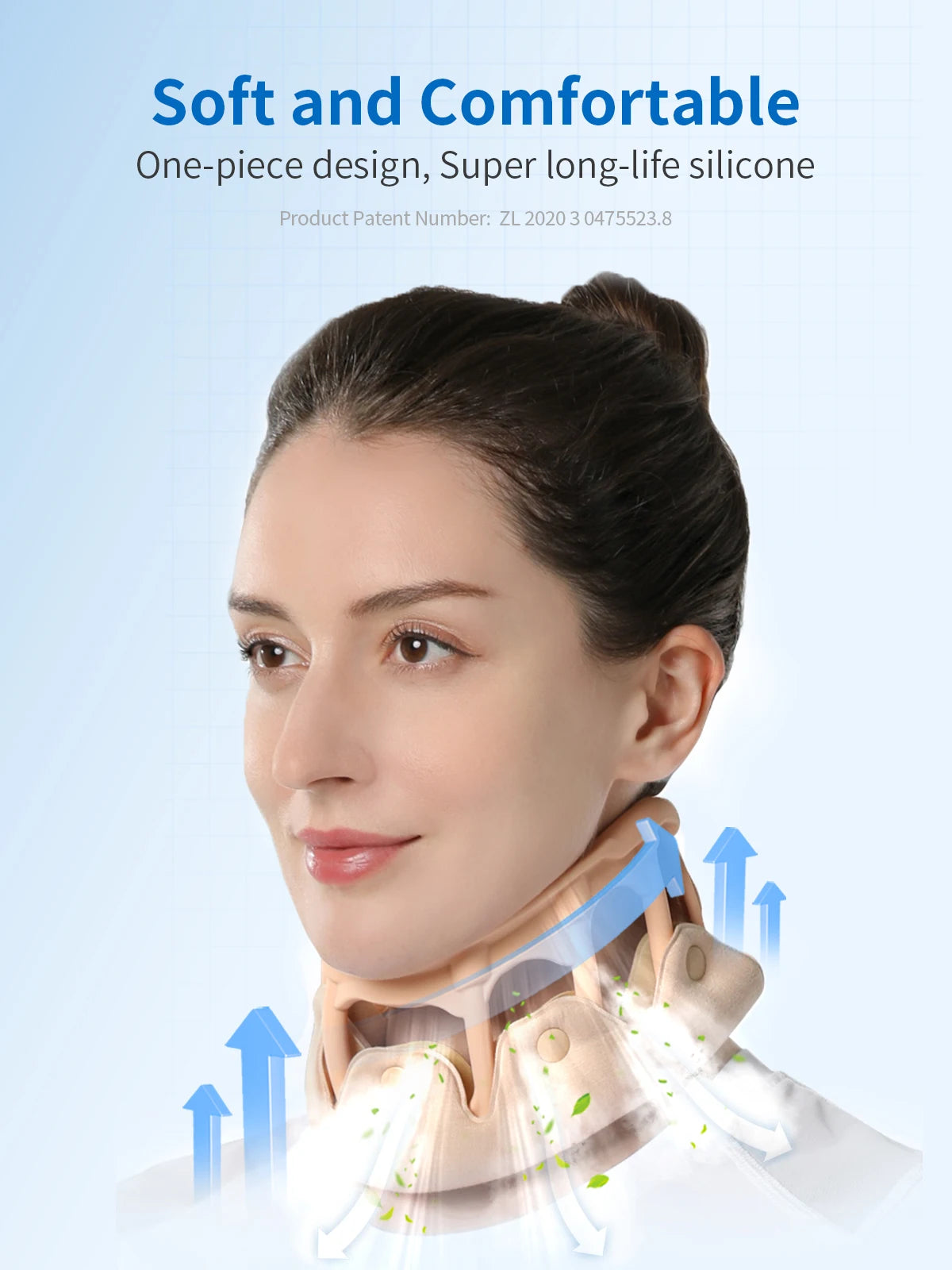 VELPEAU Silicone Neck Brace, Neck Support for Spine Pressure and Posture Correction, Cervical Collar Breathable & Waterproof