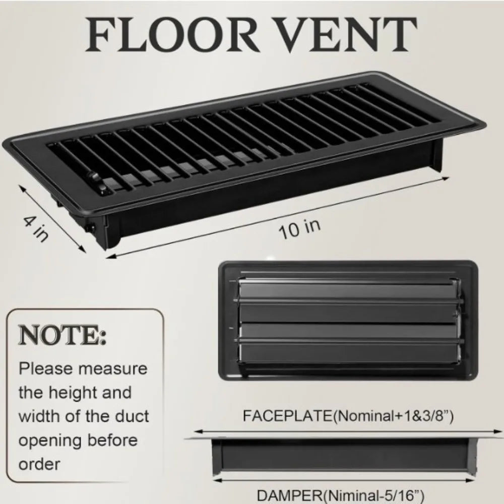 Metal Floor Register Cover 4*10 Inch Anti-blocking Floor Vent Covers Rust-proof Air Cover Heavy Duty Vent Grille Office Building