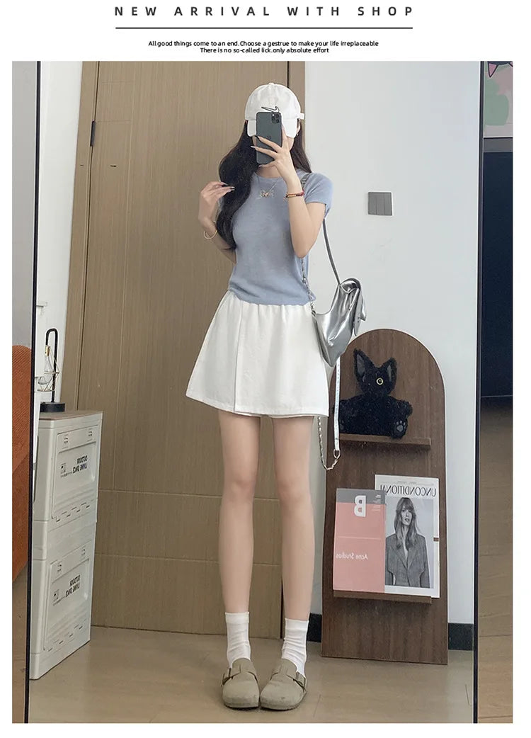 Women's Cargo Skirt Pants 2026 Summer High Waist Loose Fit 5-Pocket Casual Shorts Ice Silk Culottes Streetwear