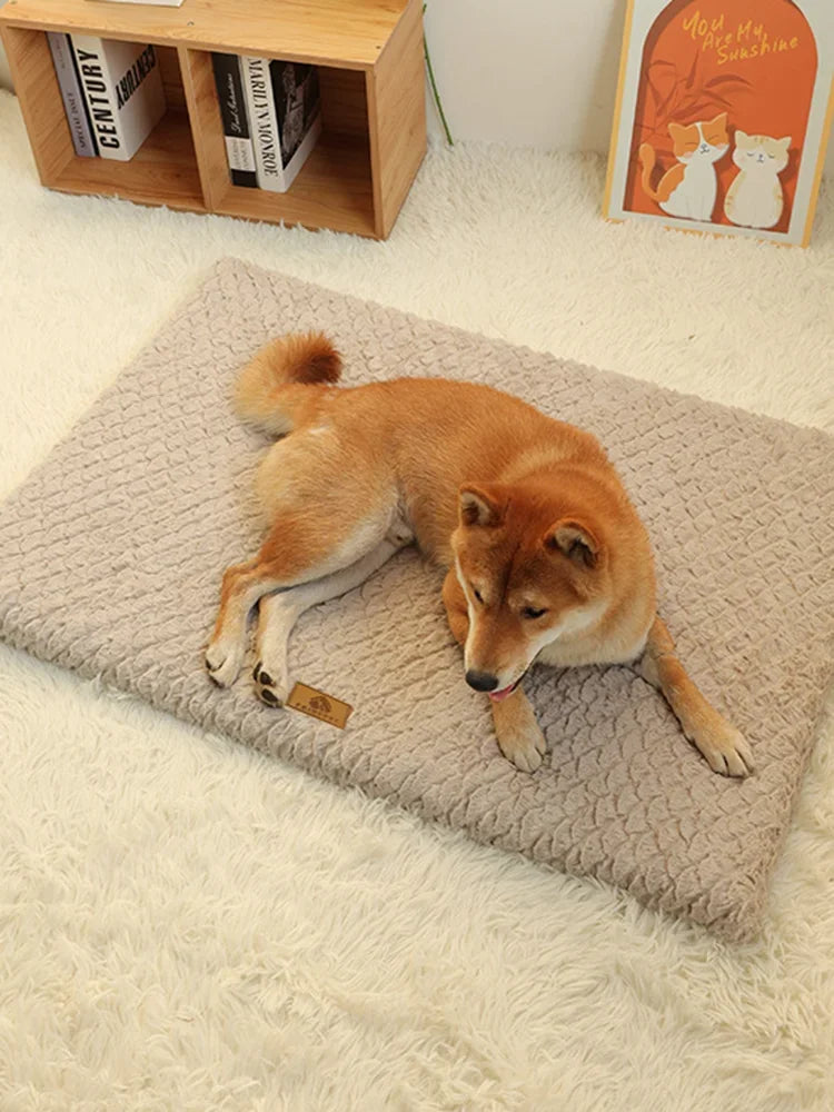 3D Foam Pet Bed With Removable Washable Faux Fur Cover Orthopedic Waterproof Dog Bed For Crate Anti-Slip Bottom Dog Bed