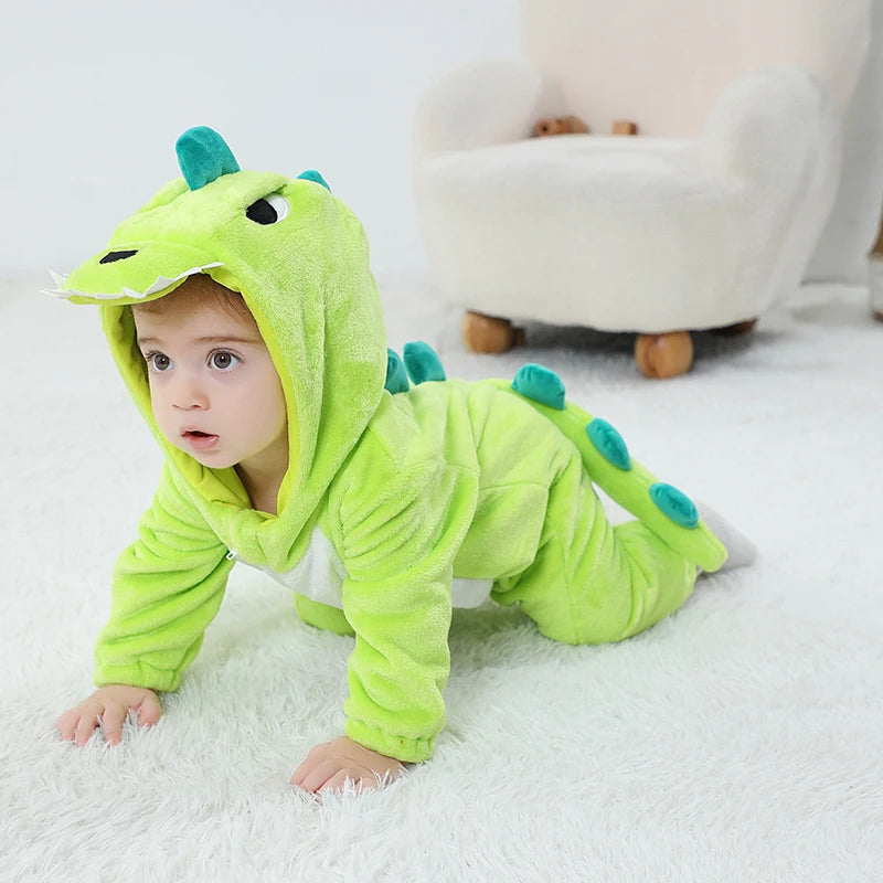 Halloween Baby Rompers Kigurumis Lovely Dinosaur Cartoon Pajamas Clothes Infant Boys Girls Baby Onesie Romper Newborn Hooded
