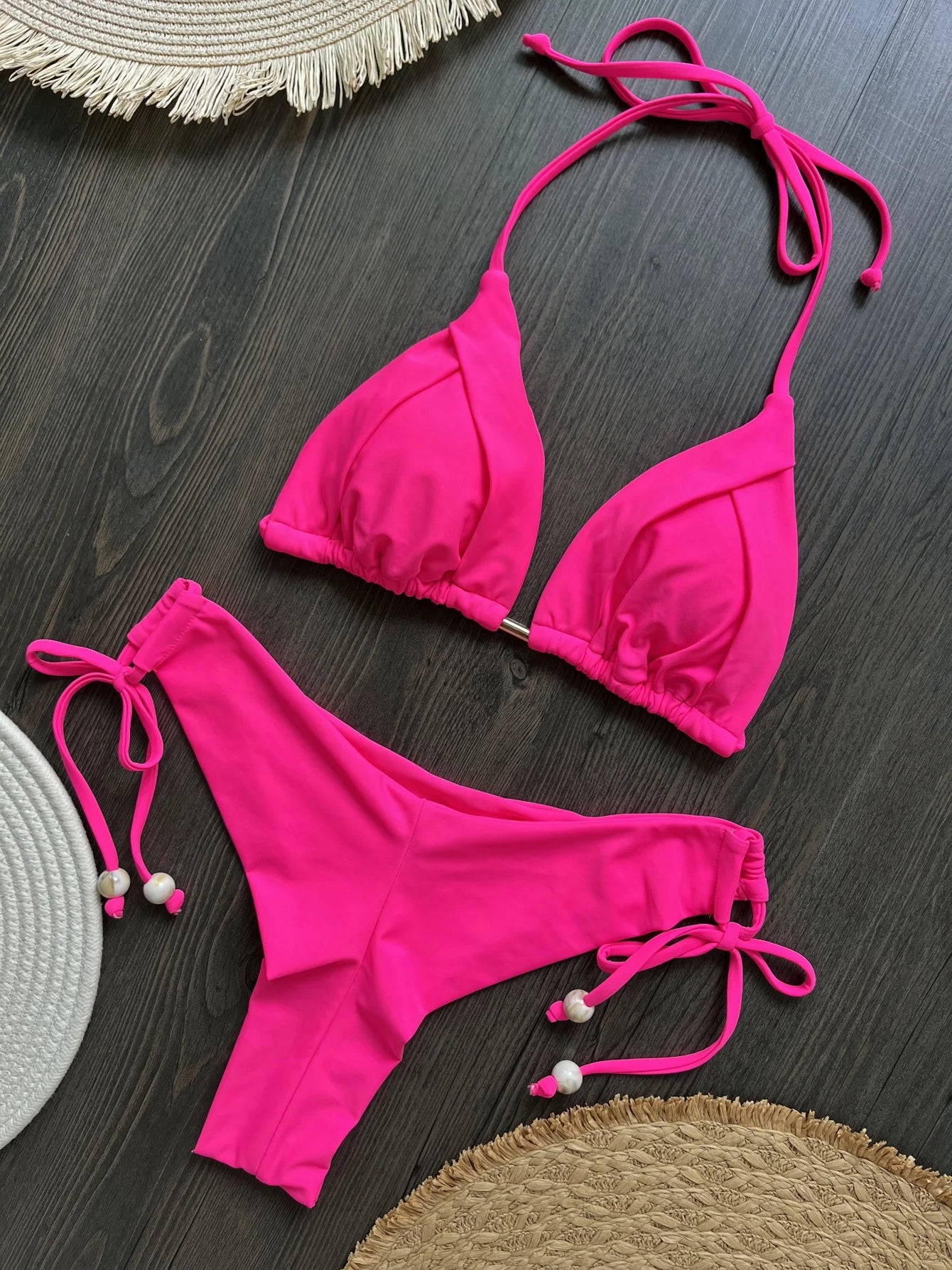 2026 Sexy Folds Bikini Set Solid Micro Bikinis Women Swimsuit Female Triangle Swimwear Beach Wear Bathing Suit