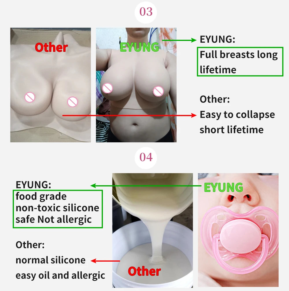 EYUNG Bodysuit Crossdressing Pussy Body Suit Cosplay Silicone Breasts Shemale Full Silicone Bodysuits Sissy Underwear Panties