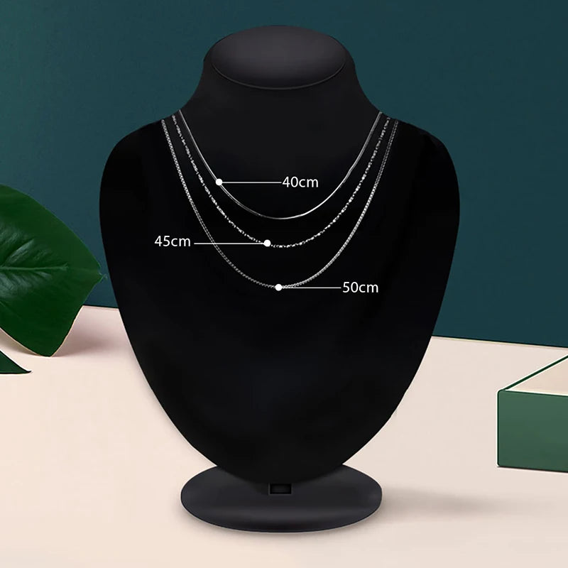 GRA 40cm 45cm Minimalist Female Necklace for Women on Neck Real 925 Sterling Silver Chain Necklaces Girls Fashion Fine Jewelry