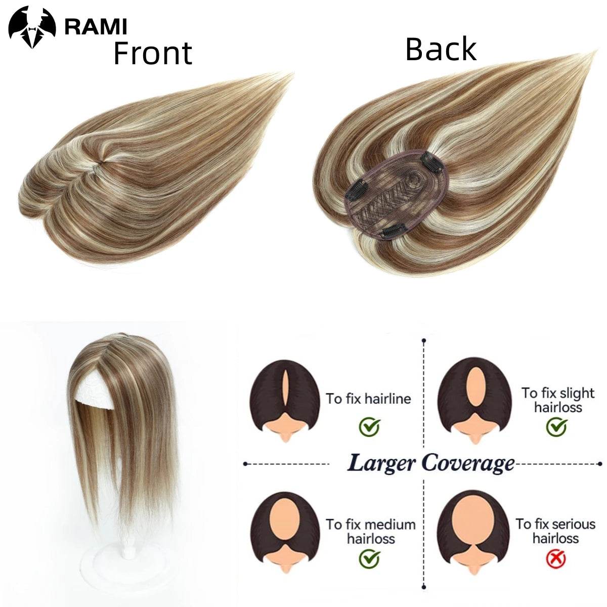 Natural Hair Topper Human Hair Accessories For Women Straight Hair Clips Wigs 18inch Lady Hairpieces Machine Made Base Toppers