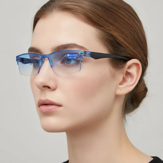 Unisex Smart Automatic Zoom Reading Glasses Rimless Optical Presbyopia Eyewear Ultralight Radiation Protection Computer Goggles