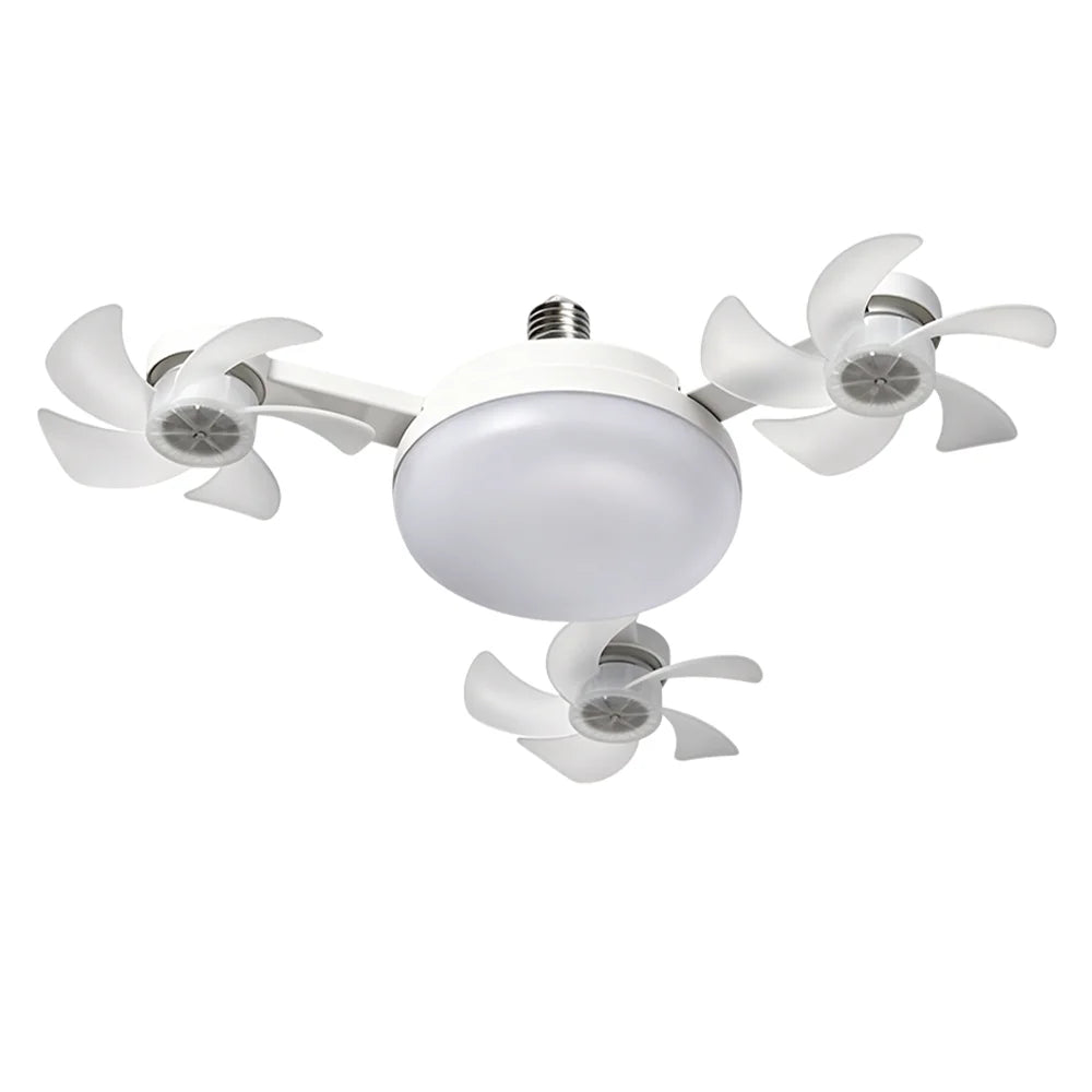 E27 Screw in Ceiling Fan with Remote Control Socket Fan Light Drone Fan Dimmable 3Color Temperatures for Bedroom Kitchen Garage
