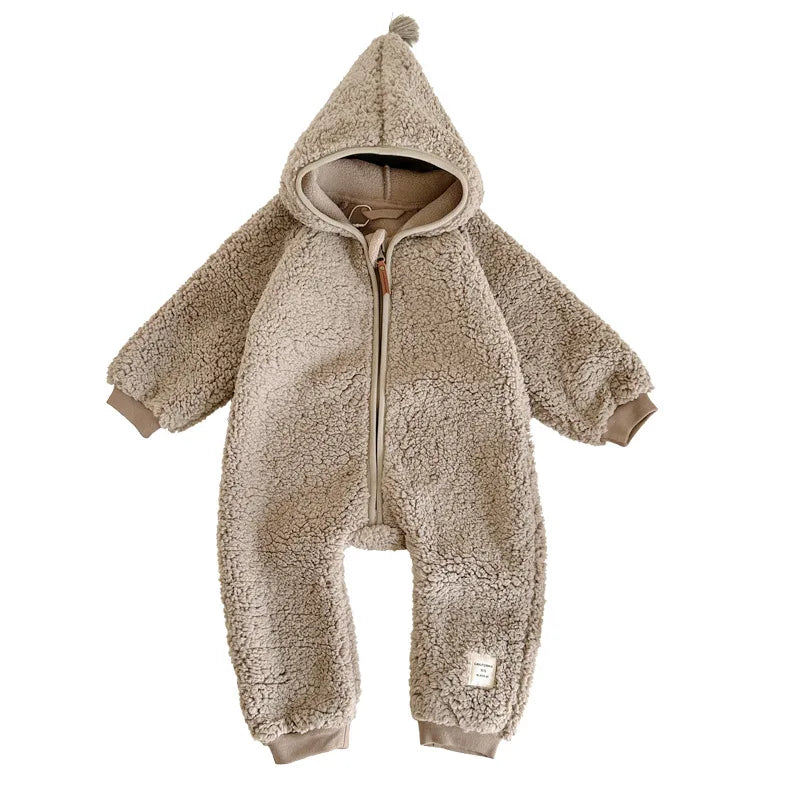 2025 Fall/Winter New Warm Boys and Girls One-Piece Fleece Baby Clothes Outdoor Wear Children's Clothing