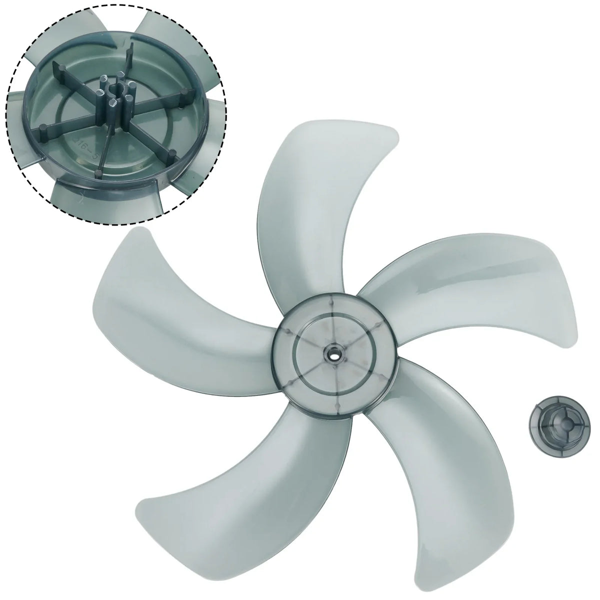16 Inch Five Leaf Replacement Fan Blade With Nut Cover For Stand Fans And Desk Fans Plastic Material For Household Use