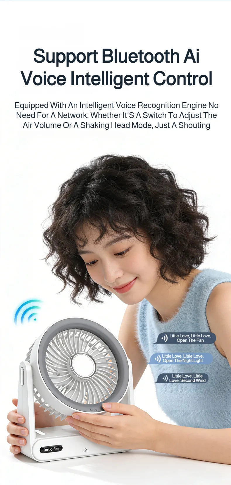 Desk Fan with Smart Voice Control Timer Wall Mountable Mini Portable USB Circulator Fan for Home Office