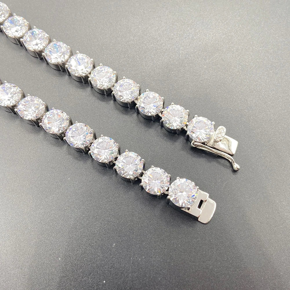 8mm 316L Iced Stainless Steel Tennis Chain Necklaces For Men Women Bling Zircon 316L Iced Out Tennis Chain Hip Hop Jewelry