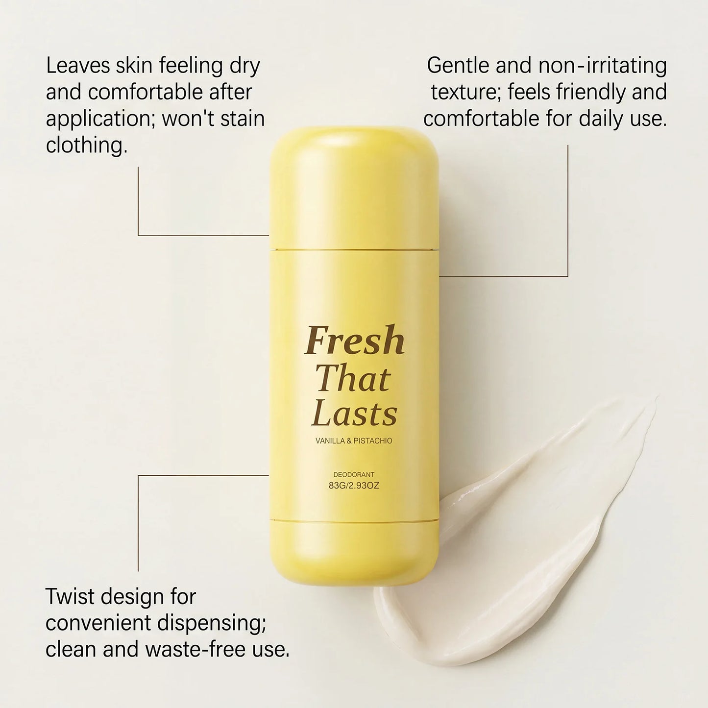 Vanilla Deodorant Stick Armpit Antiperspirant Odor Eliminator Brightening Skin Care Products Kojic Acid Turmeric Deodorant 83g