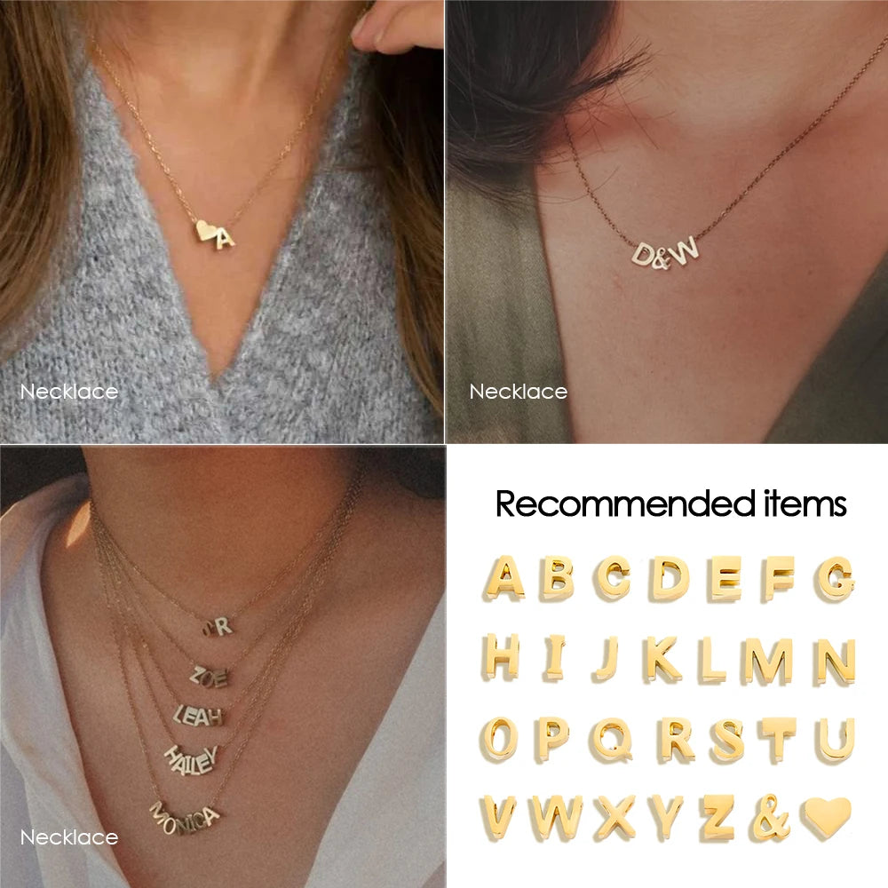 EManco 10PCS Minimalist Style Stainless Steel 26-Letter Pendant for Custom Name Jewelry Commute Social Casual Fashion Accessory