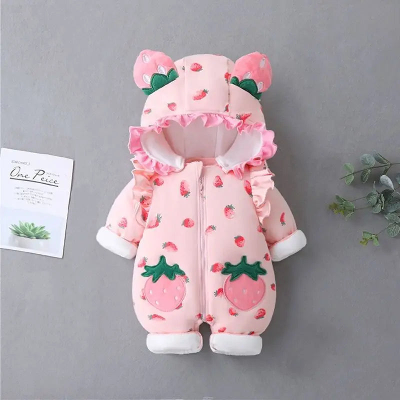 Jumpsuit Baby Winter Thickened Jumpsuit Newborn Boy Girl Removable Hood  Cuddling Clothes Quilted Princess Romper  Clothes