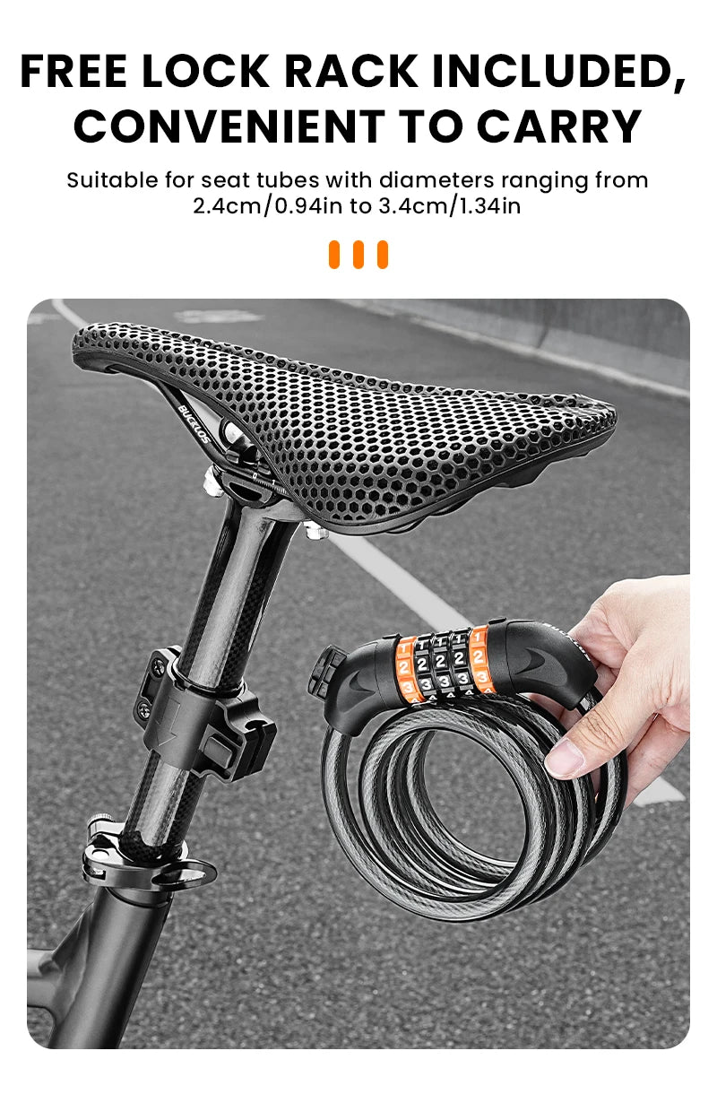 BUCKLOS 5 Digit Anti-theft Bike Password Lock Bicycle Cable Lock Steel Cable Motorcycles Locks 1.2M Zinc Alloy E-Bike Locks