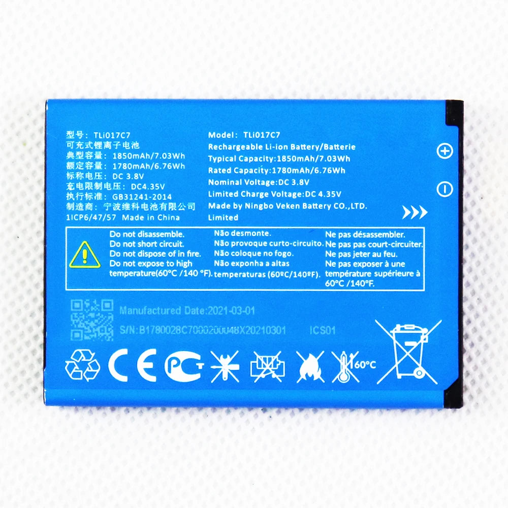 Phone Battery For Alcatel TLi013CA 1380mAh/TLi016D1 1680mAh/TLi017C7 1850mAh/TLi017D1 1850mAh/TLi019D7 2000mAh/TLi021E1 2200mAh