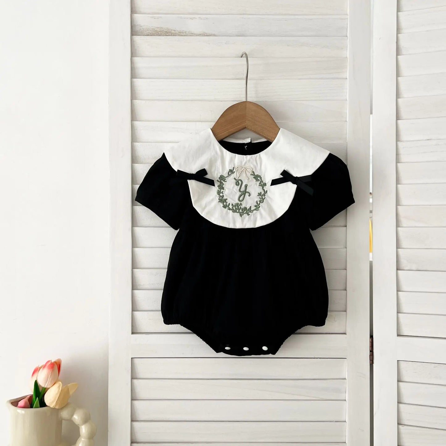 New Baby Girls Clothing Summer Infant Baby Girls Jumpsuit Retro Short Sleeve Cotton Embroidery Bow Newborn Baby Girls Bodysuits