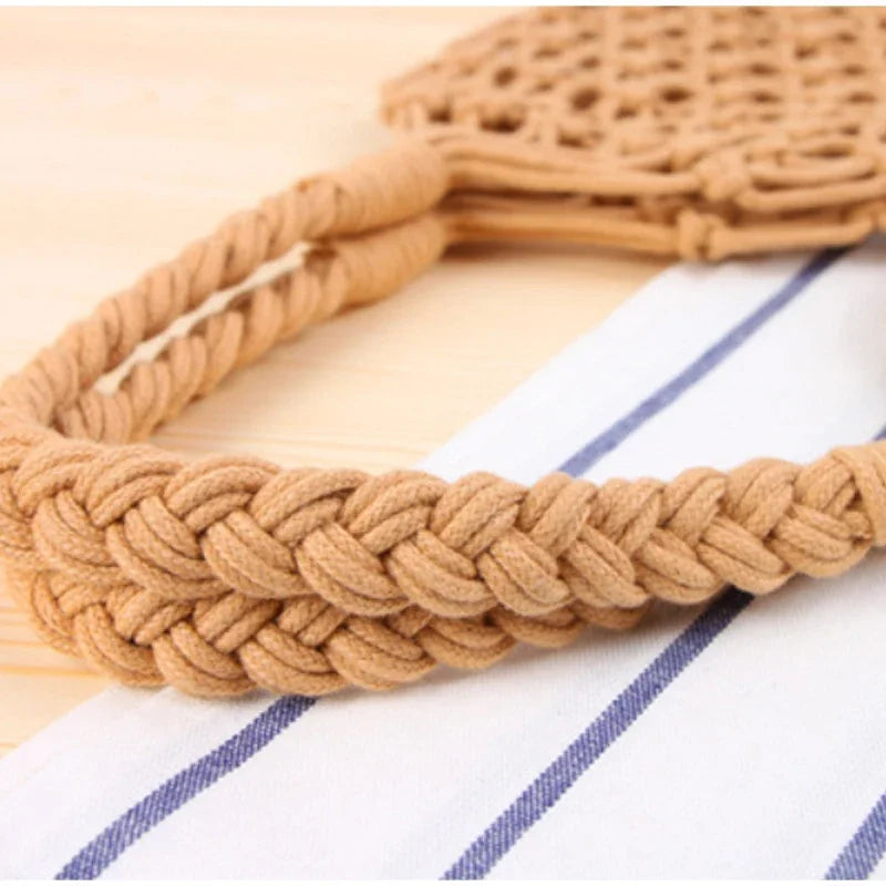Fashion Crochet Bags for Women Summer Beach Tote Bag Raffia Aesthetic Totes Straw Handbag Bohemian Boho Woven Knit Shoulder Bag