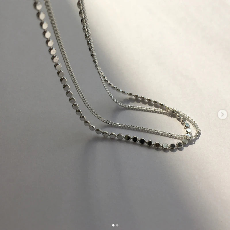 925 Sterling Silver Round Bead Bracelet With Double Layered Round Pieces For Women's Simple And Personalized Jewelry Accessories