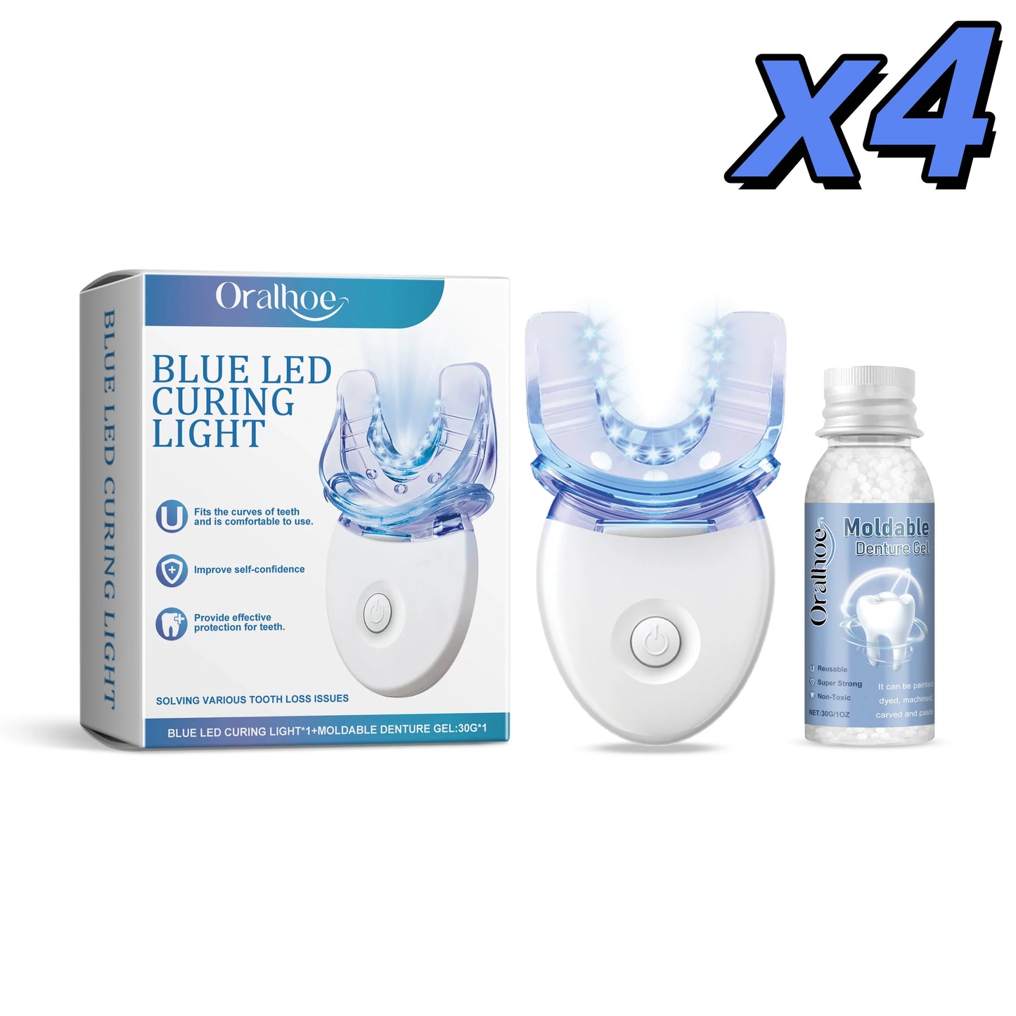 Teeth Whitening Kit Portable Teeth Cleansing Device Mild Tooth Filling Home Convenient Blue LED Curing Light Dental Repair Kit