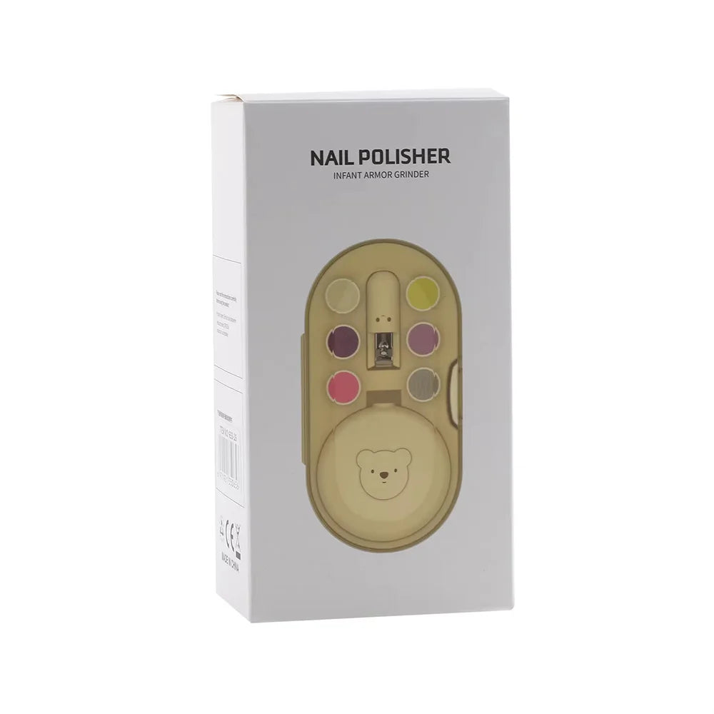 Children's Electric Nail Grinder & Clippers for Baby Mute Trimmer with Bear Pattern Nail Polisher Tool Baby Care Manicure Set