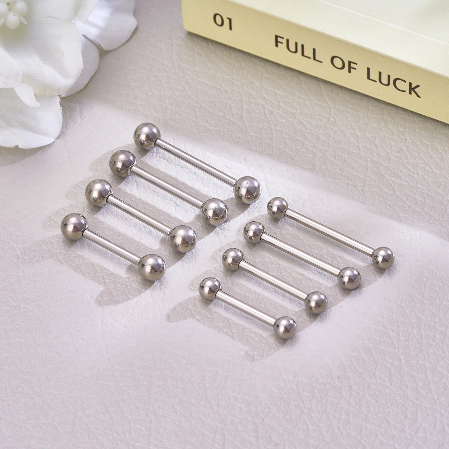 1/5/10pcs Titanium Tongue Ring Piercings External Threaded Industrial Barbell Tongue Bar Tragus Helix Ear Piercing Body Jewelry
