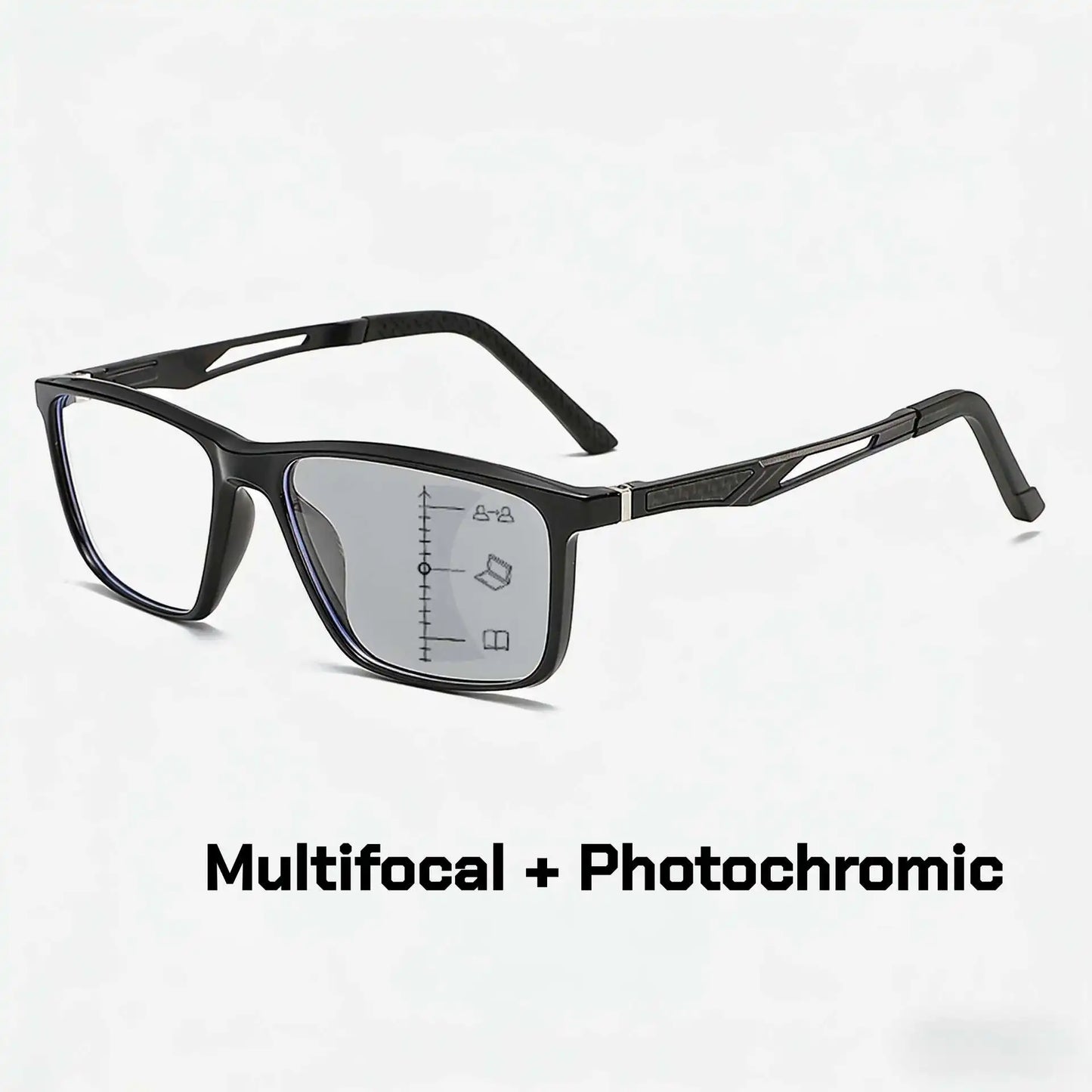 New Multifocal Photochromic Reading Glasses Unisex Ultra-Lightweight TR90 Bifocal Presbyopia Eyewear with Plus Diopter 0 To +4.0