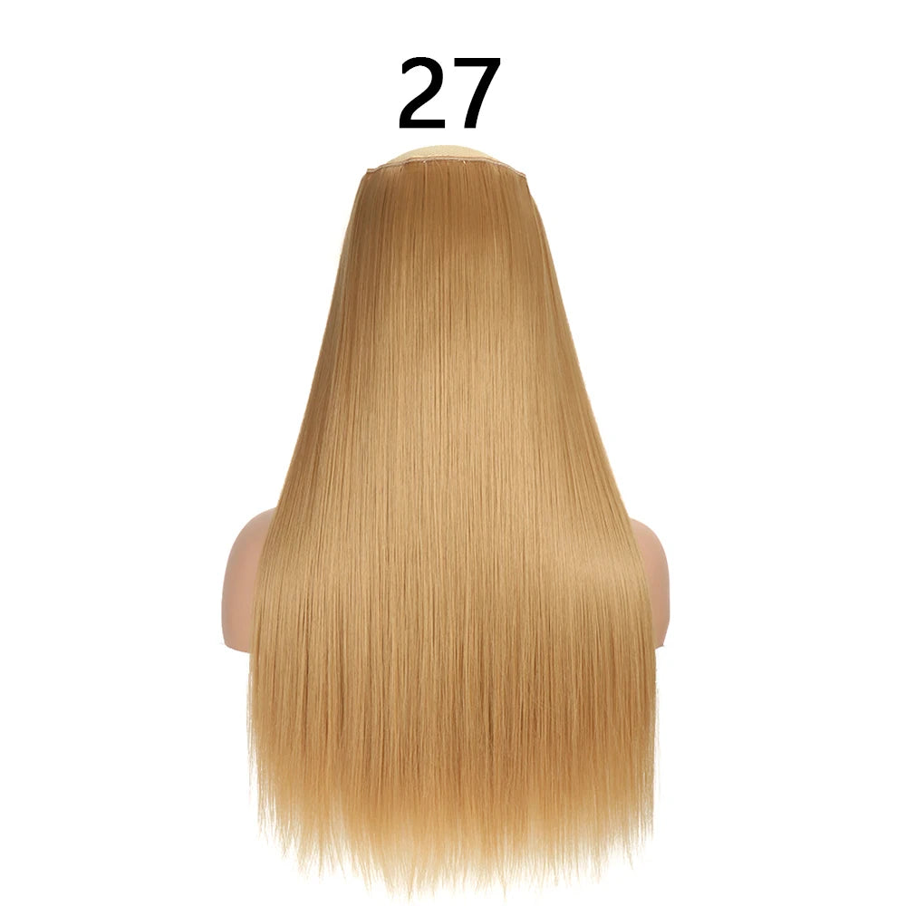 Synthetic 24Inch Hair Extensions OnePiece 5 Clips Long Straight Hairstyle Heat Resistant Fake Hairpiece For Women Natural Brow
