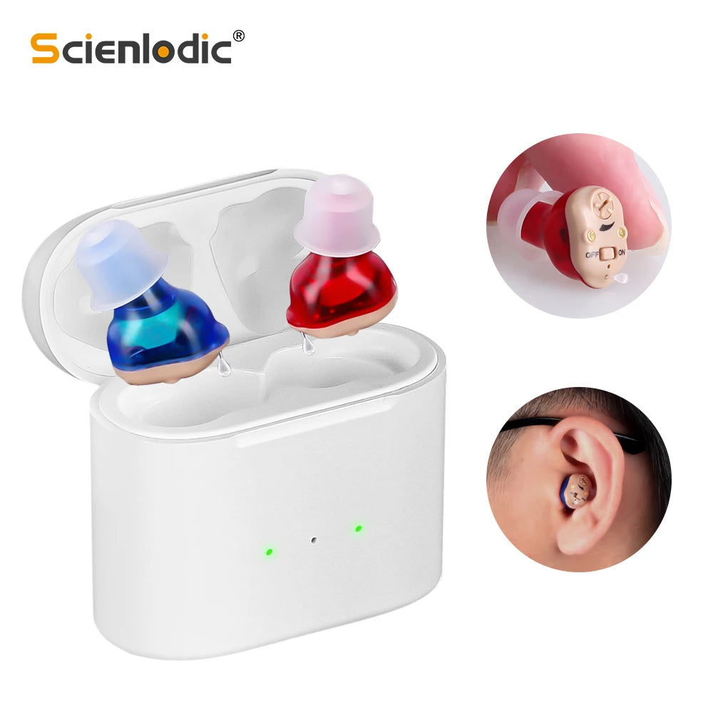 Wireless Elderly Hearing Aid Mini Invisible Hearing Aids Rechargeable Headphones ITE Deaf The Listening Device Sound Amplifiers