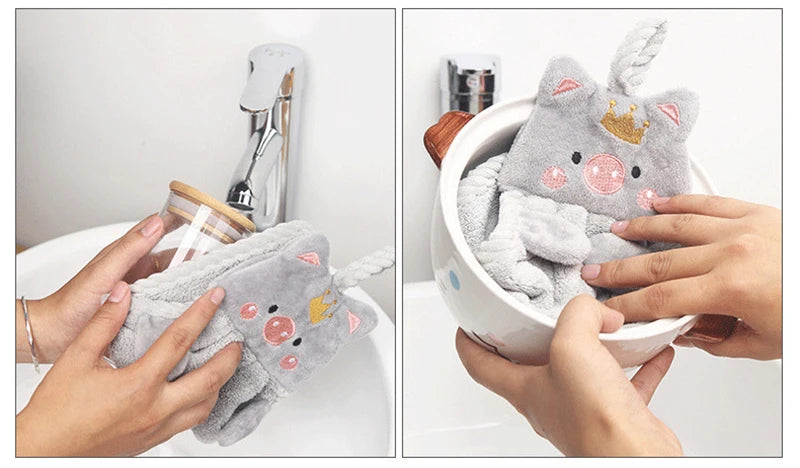 Baby Kids Children Hand Towel Cute Cartoon Water Absorbent Dry Towel Kitchen Bathroom Washroom Household Wipe Clean Hands Towel