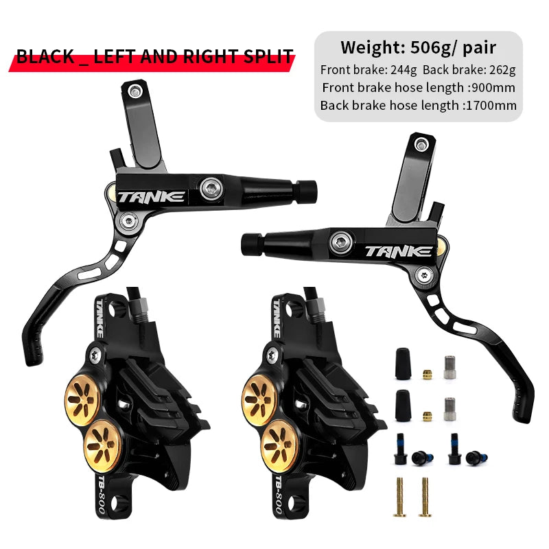 TANKE MTB 4-piston hydraulic disc brake 900/1700mm, 4-piston brake pad in resin, oil pressure AM DH road MTB ultra-light disc br