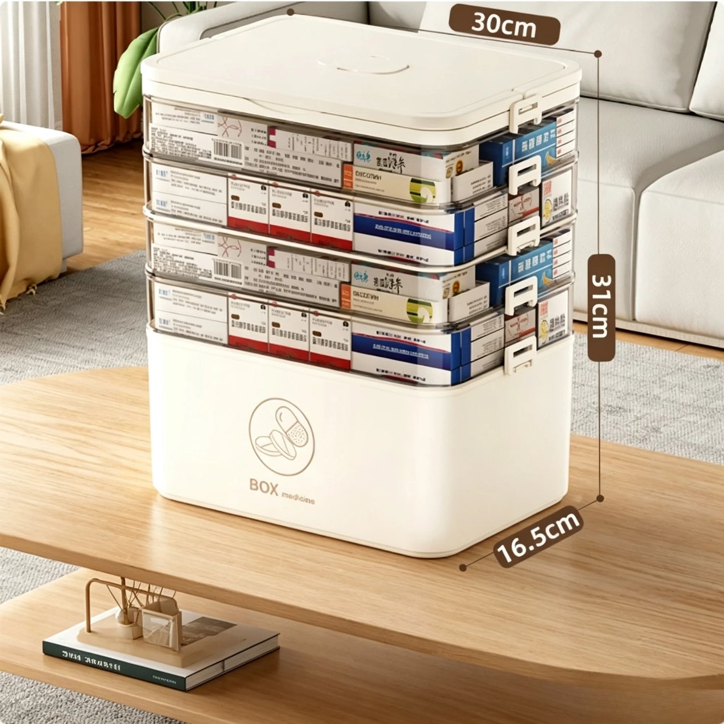 1pc 3-Tier Family Emergency Medicine Storage Box, Leak Resistant Compact Home Medicine Organizer