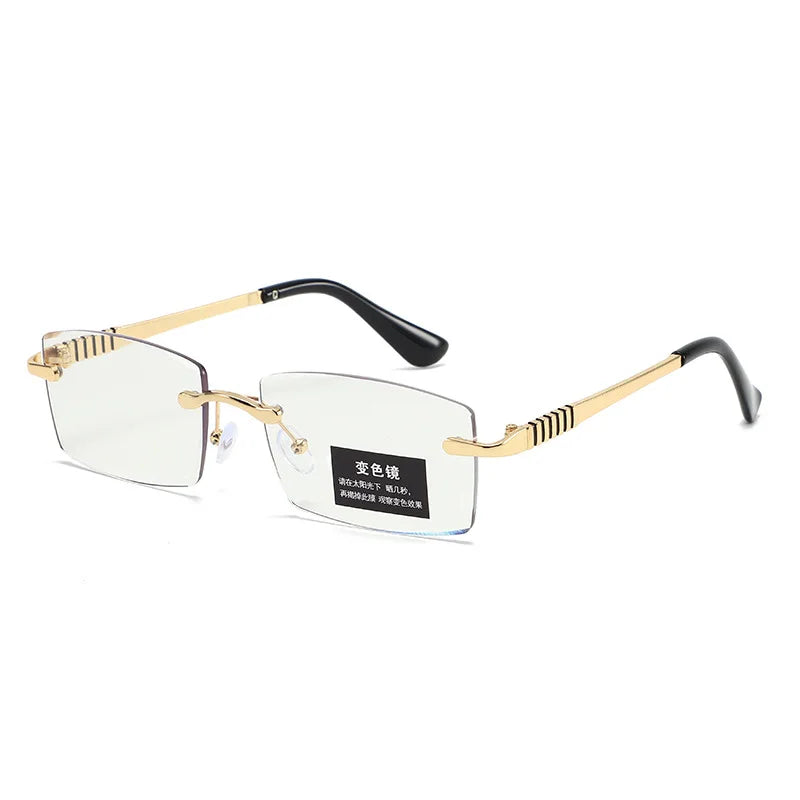 New Clear Color Changing Reading Glasses Multi-sided Metal Frameless Fashion Leisure Business For Men And Women 3006