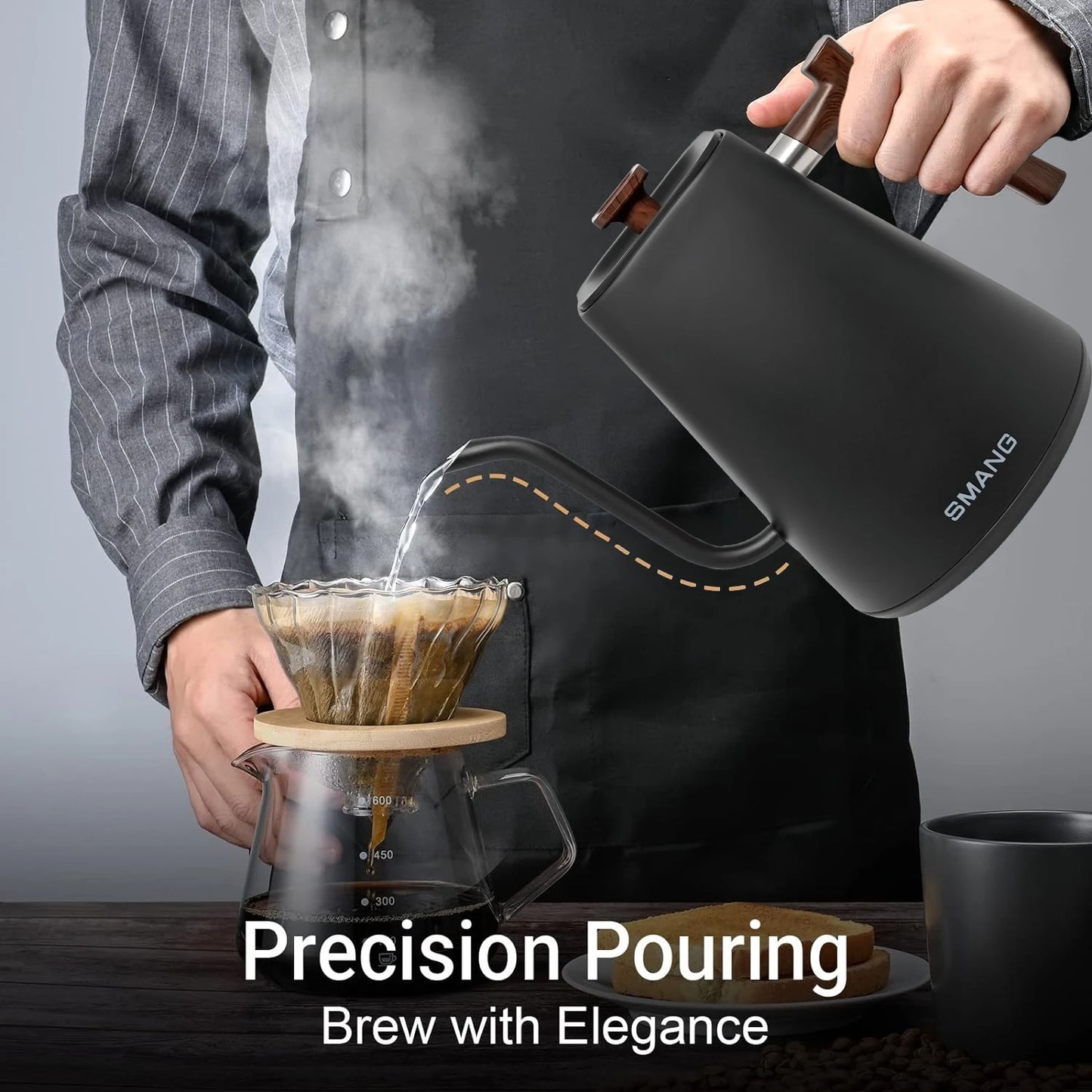 SMANG 1200W Gooseneck Electric Kettle 1L Temperature Control Coffee Kettle Pour Over Coffee Kettle Coffee and Tea Kettle