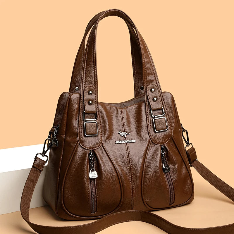 Genuine Brand Top Quality Soft Leather Casual Tote Bags for Women Handbag Luxury Female Shoulder Crossbody Sac Winter Style Bag