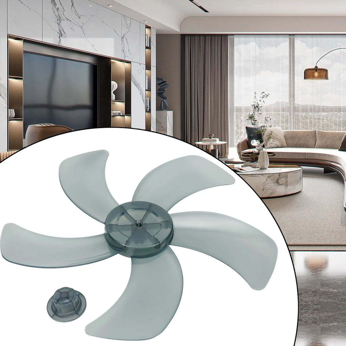 16 Inch Five Leaf Replacement Fan Blade With Nut Cover For Stand Fans And Desk Fans Plastic Material For Household Use