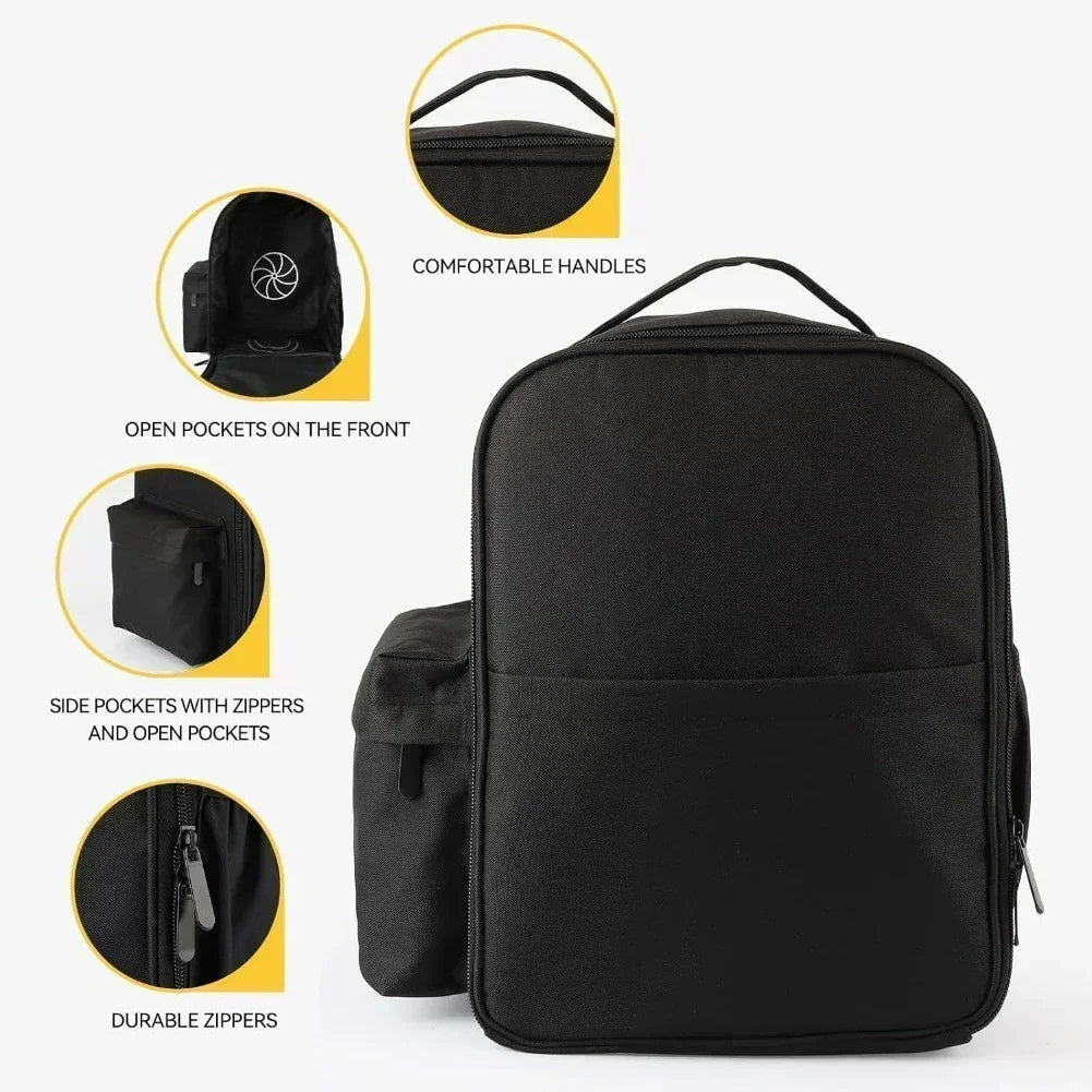 Folding Fan, Retractable Fan Storage Bag, Waterproof Camping Fan Tote, Shockproof Round Cosmetic Bag With Zipper Handle Tools