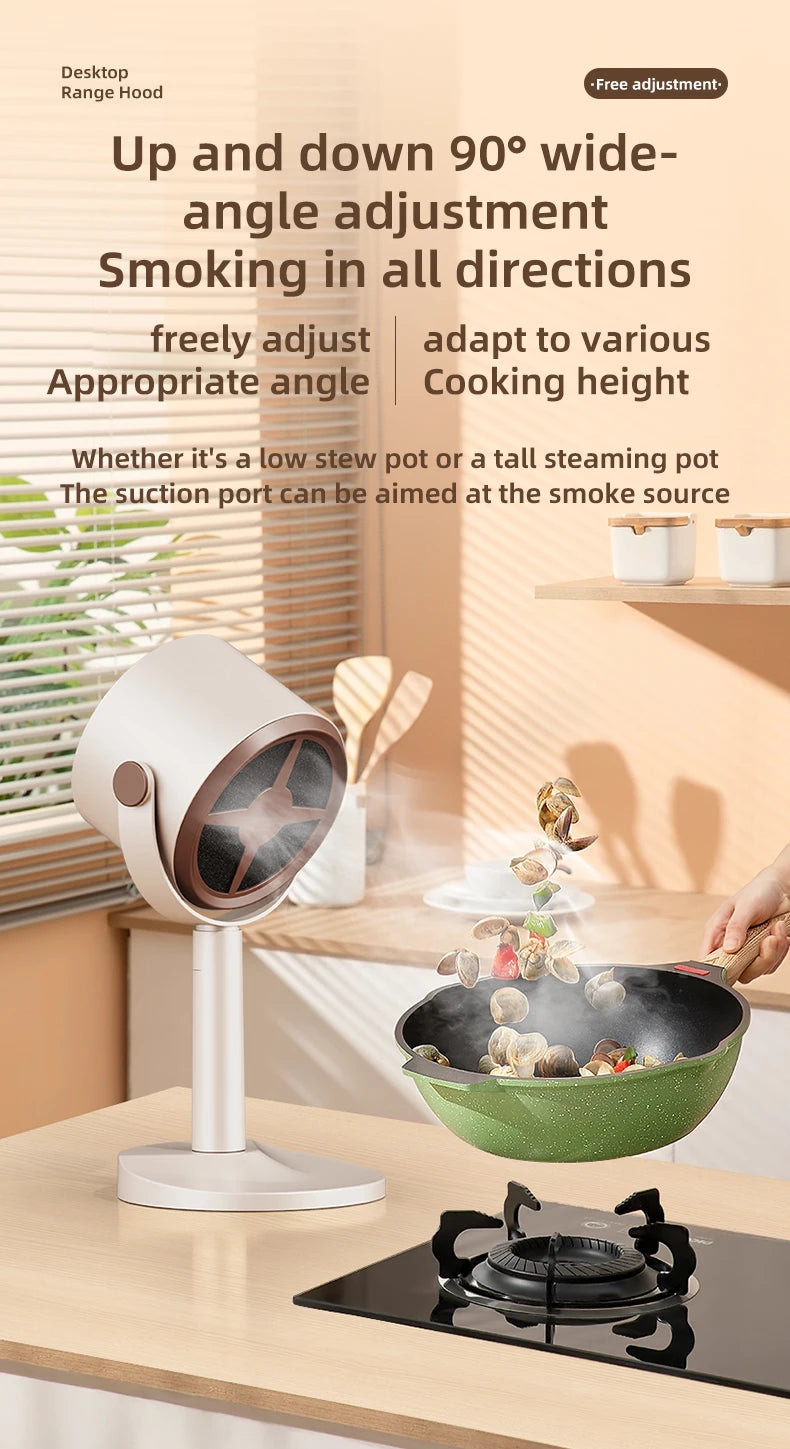 Electric Desktop Range Hood USB Adjustable Angle Portable Mini High Suction Power Exhaust Fan for BBQ Hot Pot Kitchen Appliance
