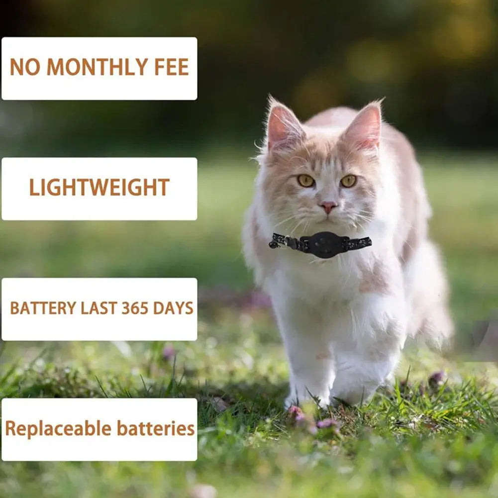 GPS Cat Collar with Reflective Strap, Mini Real Time Pet Location Device, Waterproof Anti Lost Finder for Outdoor Kitten S7X8
