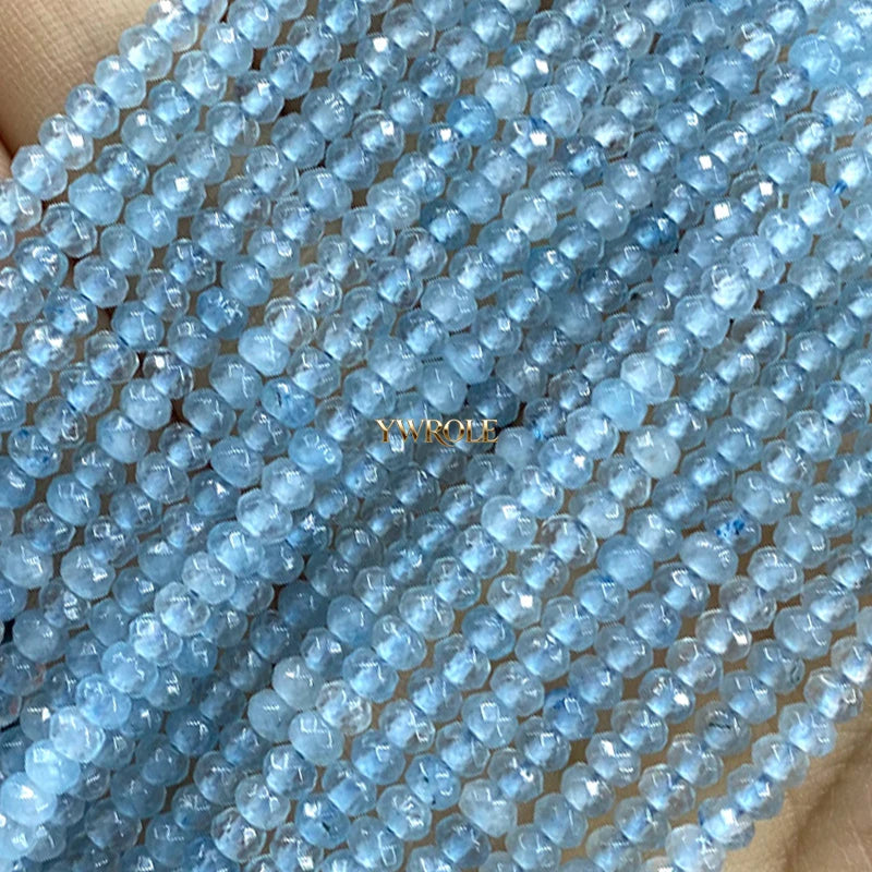 3x4mm Rondelle Faceted Natural Stone Chalcedony Tourmaline Color Loose Spacer Beads for Jewelry Making Diy Bracelet Accessories