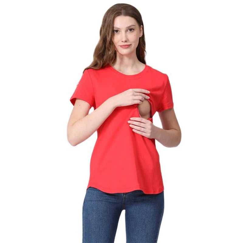 Emotion Moms Summer Invisible Zipper Pregnancy Maternity Top Lactation Clothing Breastfeeding For Pregnant Women Big Size