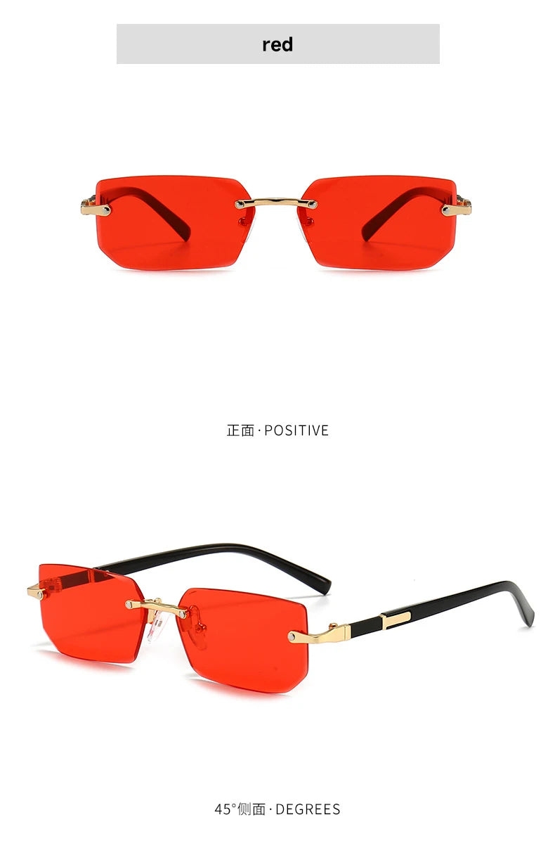 1PCS/2PCS/3PCS Rimless Sunglasses Rectangle Fashion Popular Women Men Shades Small Sun Glasses For Female Male Traveling Oculos