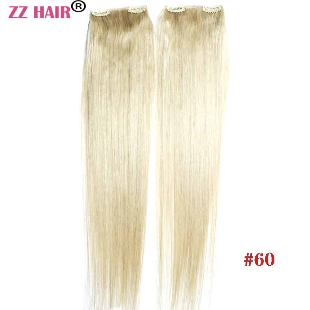 ZZHAIR 100% O Brazilian Human Remy Hair Extensions 16"-24" 2pcs Set 70g 80g Clips-in Two Pieces 2x10cm Natural Straight
