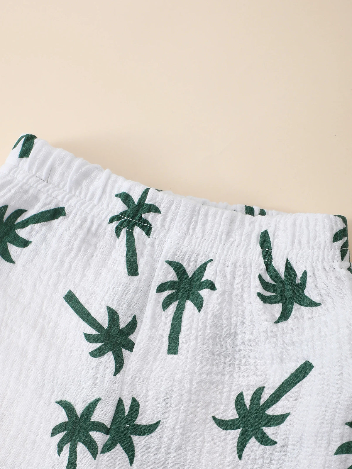 Baby Boy 2Pcs Summer Beach Set Palm Tree Print Short Sleeve Shirt Elastic Shorts Toddler Vacation Outfit