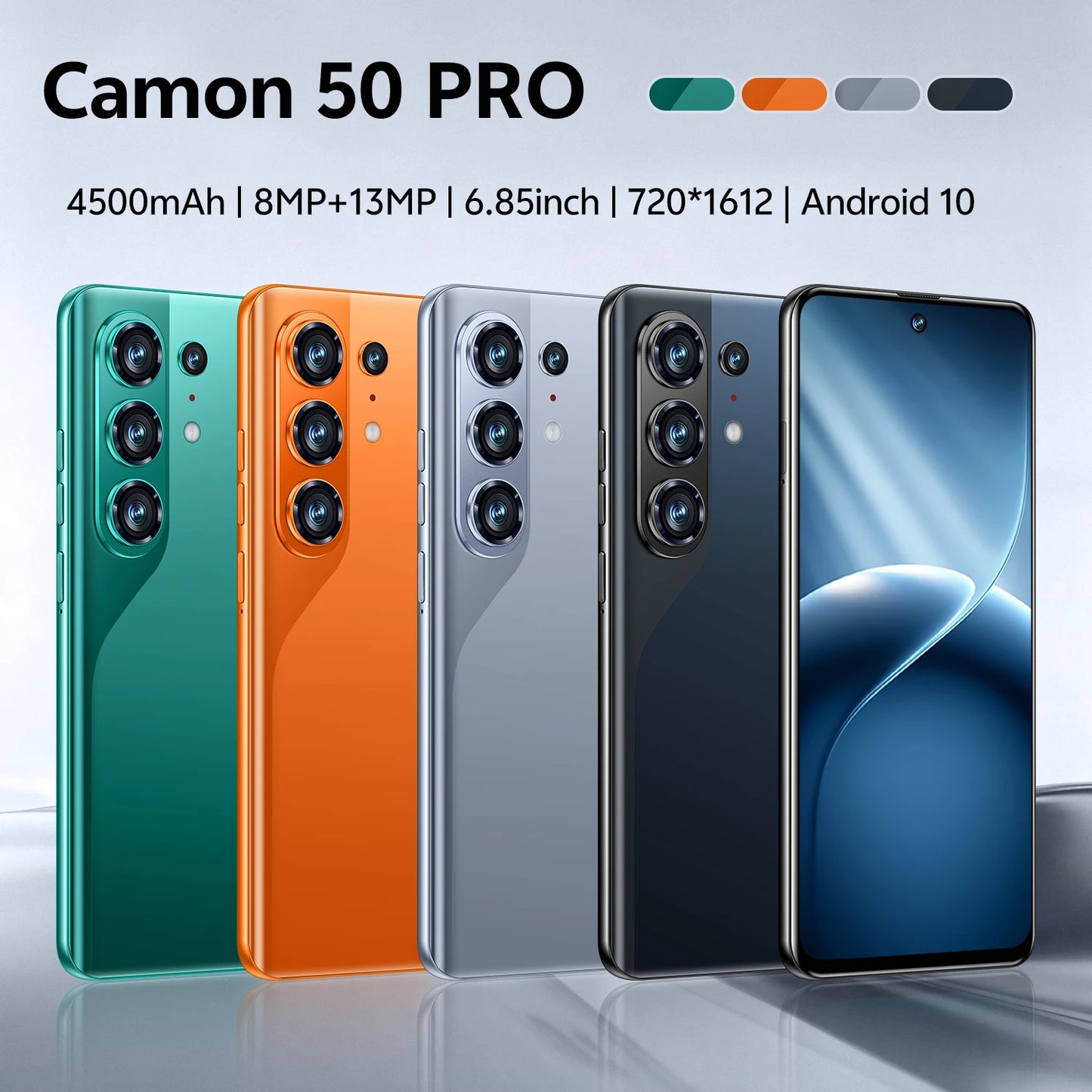 IVMI Global Camon50 Pro Smartphone Android10.0 3GB+16GB 6.85'' Dual SIM GPS Face Unlock 4G Network Curved Screen Mobile Phones