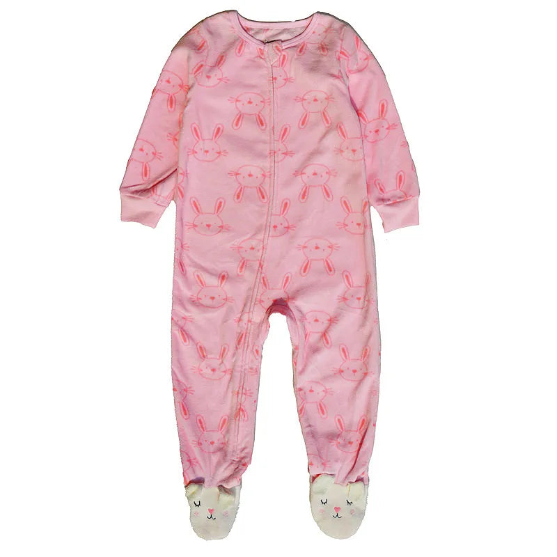 Autumn and Winter Children's Smooth Fleece Hanie Men and Girls Pajamas Baby Ridiculous Clothes to Increase the Code Package Feet