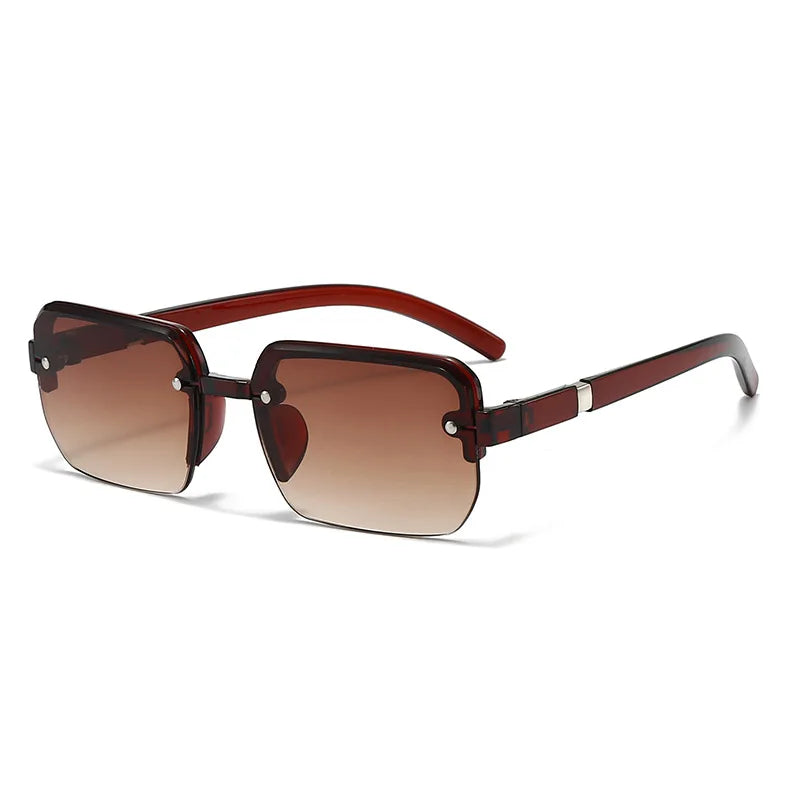 Rimless Sunglasses Rectangle Fashion Popular Men Shades Small Square Sun Glasses For Female Male Summer Traveling Oculos